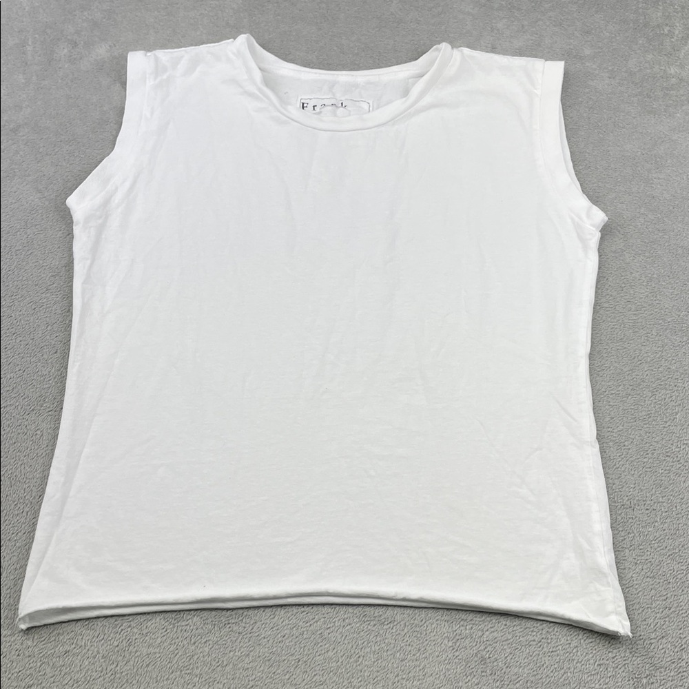 NEW Frank & Eileen M 100% Cotton White Sleeveless Tank Top USA FLAW